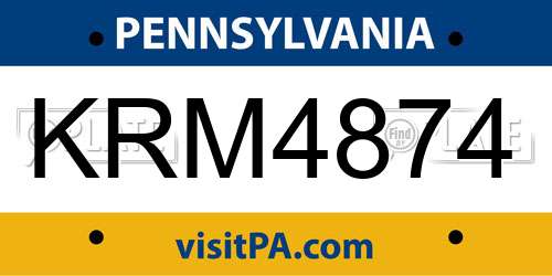 KRM4874 Pennsylvania License Plate
