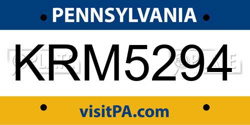 KRM5294 Pennsylvania License Plate