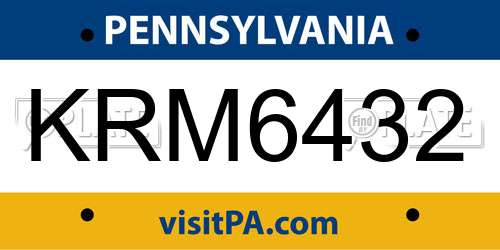 KRM6432 Pennsylvania License Plate