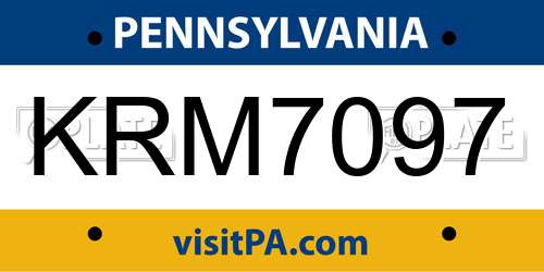 KRM7097 Pennsylvania License Plate