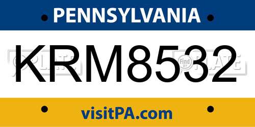 KRM8532 Pennsylvania License Plate