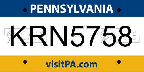KRN5758 Pennsylvania License Plate
