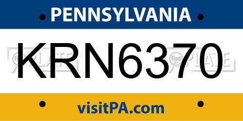 KRN6370 Pennsylvania License Plate