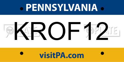 KROF12 Pennsylvania License Plate