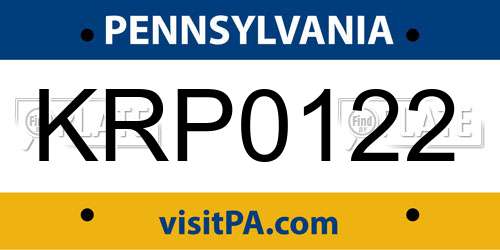 KRP0122 Pennsylvania License Plate