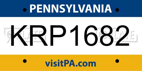 KRP1682 Pennsylvania License Plate