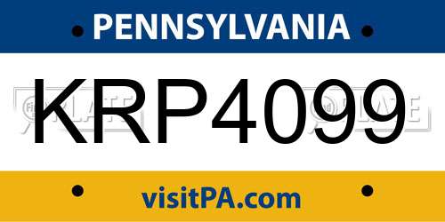 KRP4099 Pennsylvania License Plate