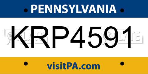 KRP4591 Pennsylvania License Plate