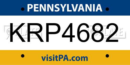 KRP4682 Pennsylvania License Plate