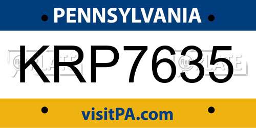 KRP7635 Pennsylvania License Plate