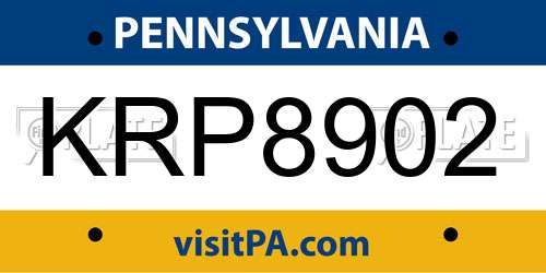 KRP8902 Pennsylvania License Plate