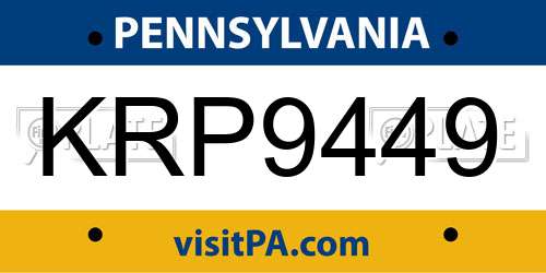 KRP9449 Pennsylvania License Plate