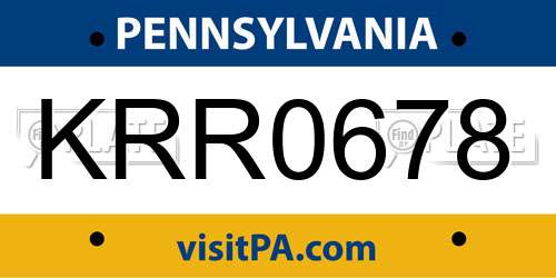 KRR0678 Pennsylvania License Plate