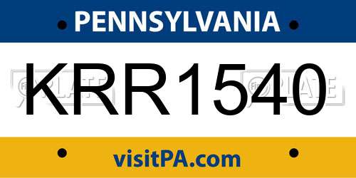KRR1540 Pennsylvania License Plate