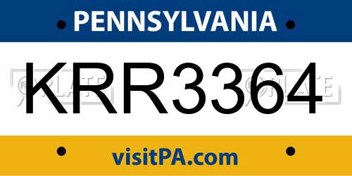 KRR3364 Pennsylvania License Plate