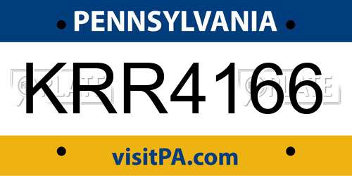 KRR4166 Pennsylvania License Plate