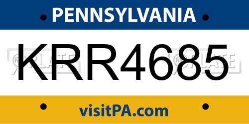 KRR4685 Pennsylvania License Plate
