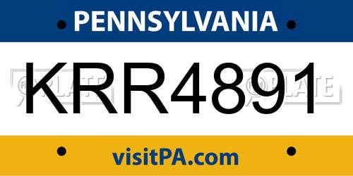 KRR4891 Pennsylvania License Plate