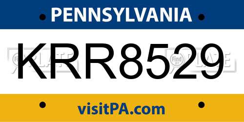 KRR8529 Pennsylvania License Plate