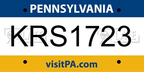 KRS1723 Pennsylvania License Plate