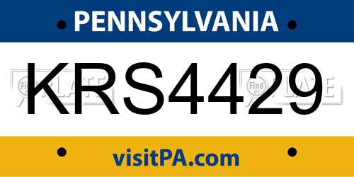 KRS4429 Pennsylvania License Plate