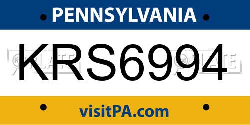 KRS6994 Pennsylvania License Plate