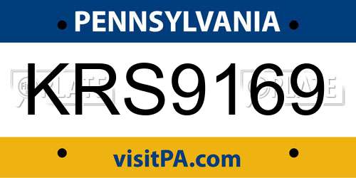KRS9169 Pennsylvania License Plate