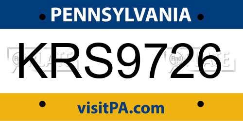 KRS9726 Pennsylvania License Plate