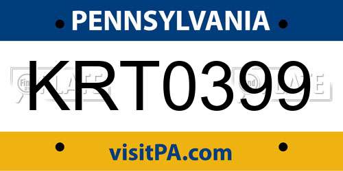 KRT0399 Pennsylvania License Plate