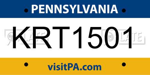 KRT1501 Pennsylvania License Plate