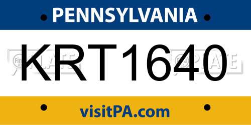 KRT1640 Pennsylvania License Plate