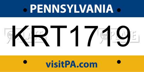 KRT1719 Pennsylvania License Plate