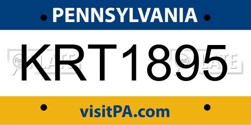 KRT1895 Pennsylvania License Plate