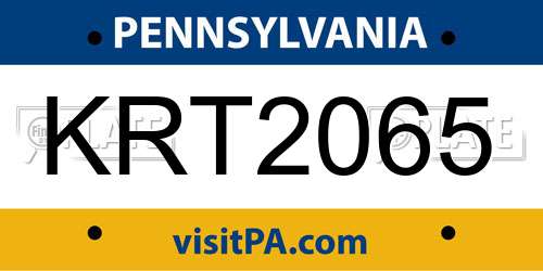 KRT2065 Pennsylvania License Plate
