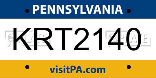 KRT2140 Pennsylvania License Plate