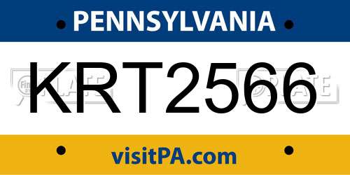 KRT2566 Pennsylvania License Plate