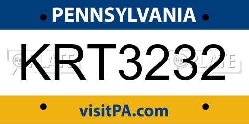 KRT3232 Pennsylvania License Plate