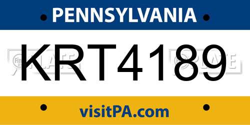 KRT4189 Pennsylvania License Plate