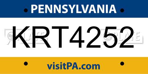 KRT4252 Pennsylvania License Plate