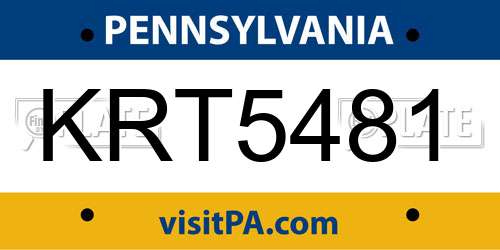 KRT5481 Pennsylvania License Plate