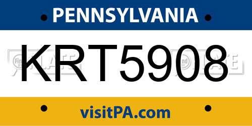 KRT5908 Pennsylvania License Plate
