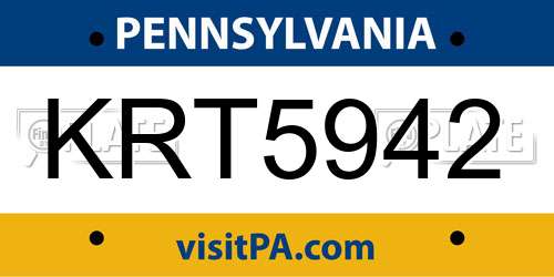 KRT5942 Pennsylvania License Plate