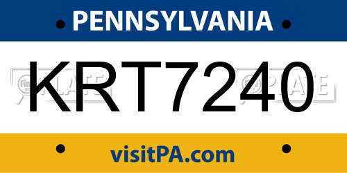 KRT7240 Pennsylvania License Plate