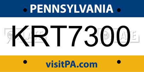 KRT7300 Pennsylvania License Plate