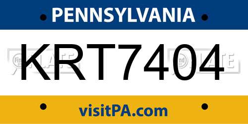 KRT7404 Pennsylvania License Plate