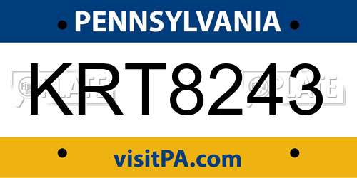 KRT8243 Pennsylvania License Plate