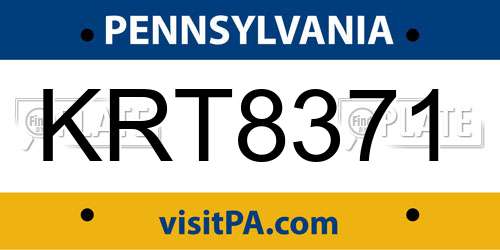 KRT8371 Pennsylvania License Plate