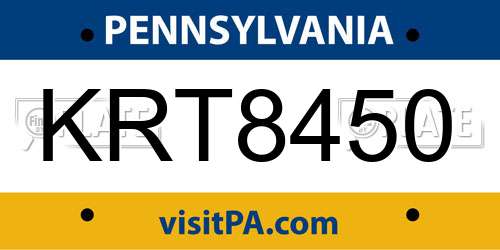 KRT8450 Pennsylvania License Plate