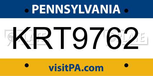 KRT9762 Pennsylvania License Plate