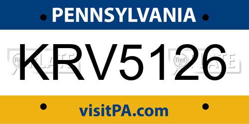 KRV5126 Pennsylvania License Plate